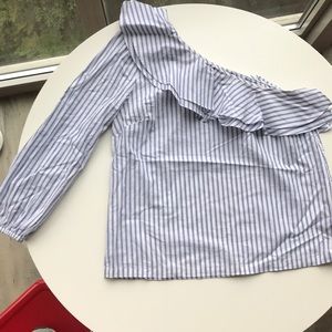 J Crew One Shoulder Ruffle Top